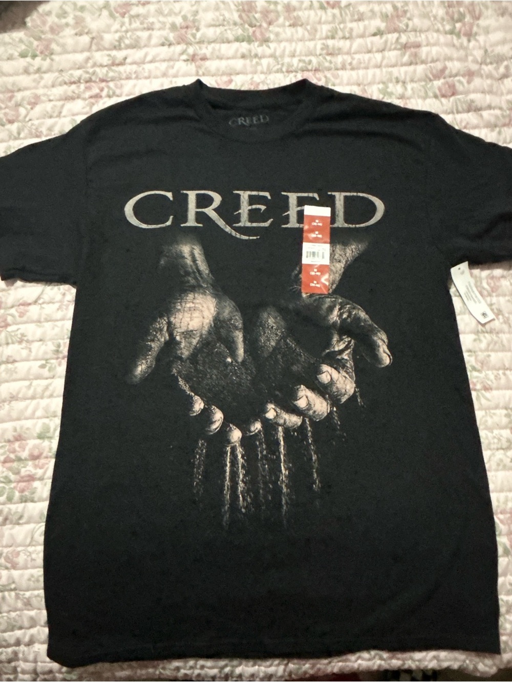 Creed Black Short-Sleeve Graphic Tee with Hand Print